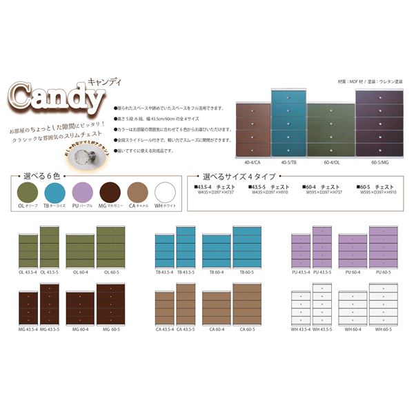 日本製 コンパクトチェスト 幅59.5cm 4段 ホワイト スライドレール付き 木製チェスト チェスト 完成品 【北海道・沖縄・離島配送不可】_2