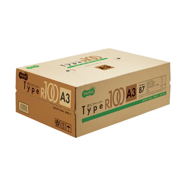 (まとめ) TANOSEE αエコペーパータイプR100 A3 1箱(1500枚:500枚×3冊)  〔×5セット〕 【北海道・沖縄・離島配送不可】