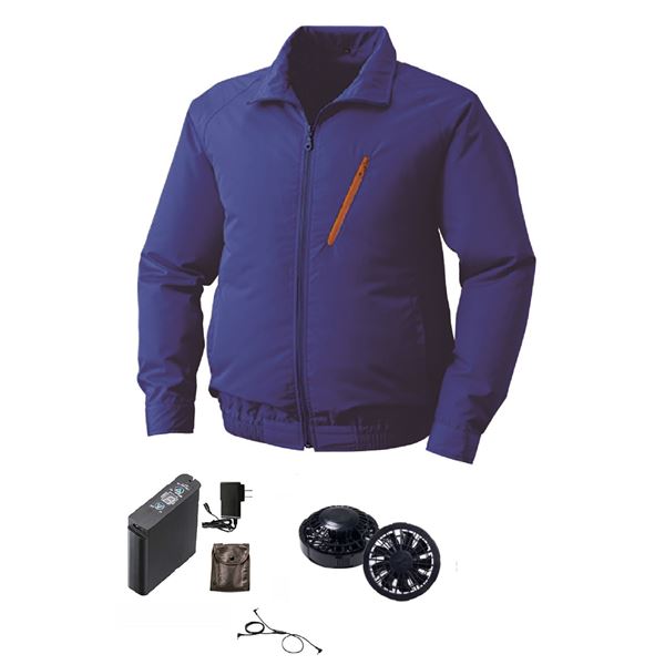 ポリエステル製 長袖 空調服/作業着 〔ファンカラー：ブラック カラー：ブルー 5L〕 リチウムバッテリー付き LIPRO2 KU90510の通販は 20,065円