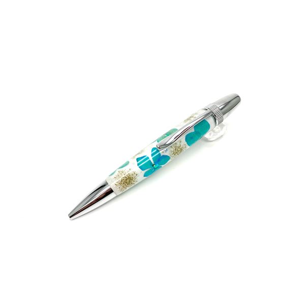 花柄 ボールペン/文房具 〔紫陽花 水色〕 パーカータイプ 芯：0.7mm 日本製 文具 オフィス用品 『Frower Pen』 【北海道・沖縄・離島配送不可】