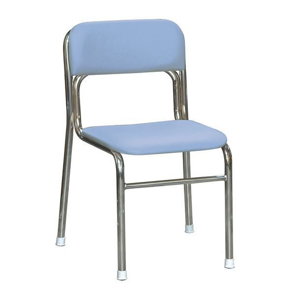 軽量 スタッキングチェア 〔5脚セット ブルー×クロムメッキ 幅45cm 重さ4.5kg〕 日本製 防汚仕様 スチール 『リブラ チェア』の通販は
