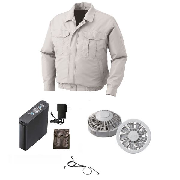 ポリエステル製長袖ワーク 空調服/作業着 〔ファンカラー：グレー シルバー S〕 リチウムバッテリー付き 撥水 LIPRO2 KU90540 【北海道・沖縄・離島配送不可】