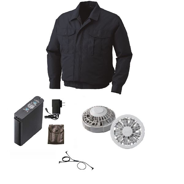 ポリエステル製長袖ワーク 空調服/作業着 〔ファン色：グレー ネイビー S〕 リチウムバッテリー付き 撥水 LIPRO2 KU90540の通販は