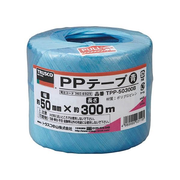 (まとめ) TRUSCO PPテープ 50mm×300m 青 TPP-50300B 1巻 〔×30セット〕 【北海道・沖縄・離島配送不可】