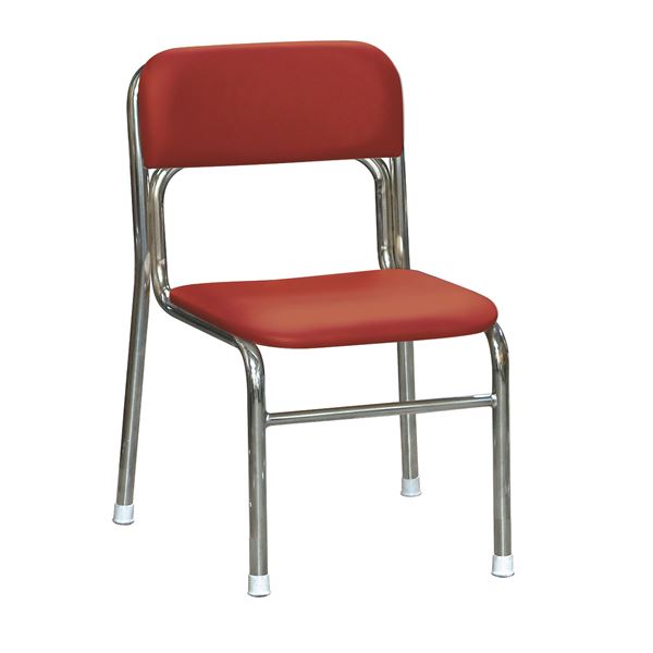 軽量 スタッキングチェア 〔5脚セット レッド×クロムメッキ 幅45cm 重さ4.3kg〕 日本製 防汚仕様 スチール 『リブラ チェア』 【北海道・沖縄・離島配送不可】