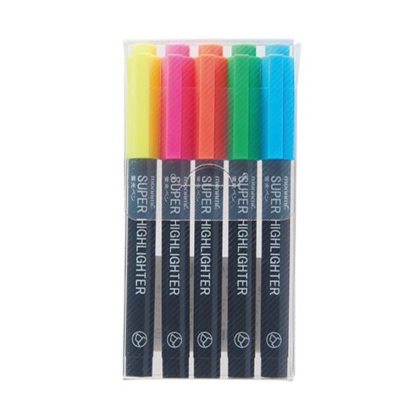 (まとめ) モナミ 蛍光ペン SUPERHIGHLIGHTER 5色セット（黄・桃・橙・緑・水色） 18443 1パック  〔×50セット〕 【北海道・沖縄・離島配送不可】