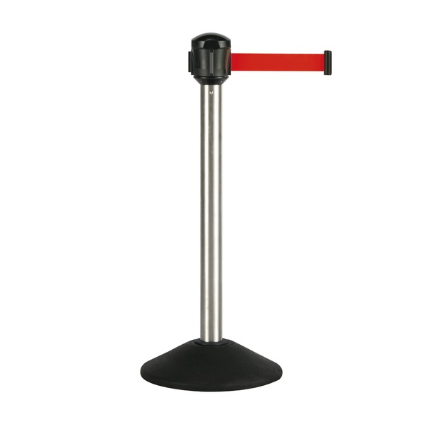 TERAMOTO（テラモト） ベルトパーテーションAW 屋外対応 ナイロンベルト 3.6m ヘアライン ベルト青 組立品 [▲][TP] テラモト(TERAMOTO) プリントベルトパーテーションAW ヘアライン 2m 30