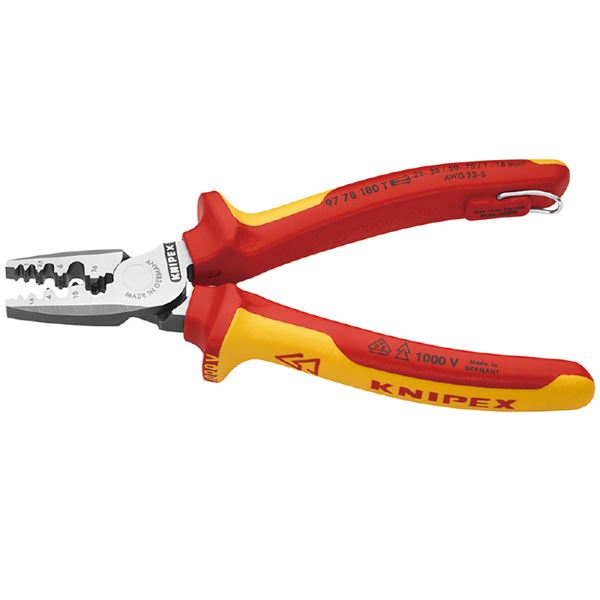 KNIPEX（クニペックス） 9778-180TBK 絶縁圧着ペンチ 落下防止 （BK） 【北海道・沖縄・離島配送不可】_1