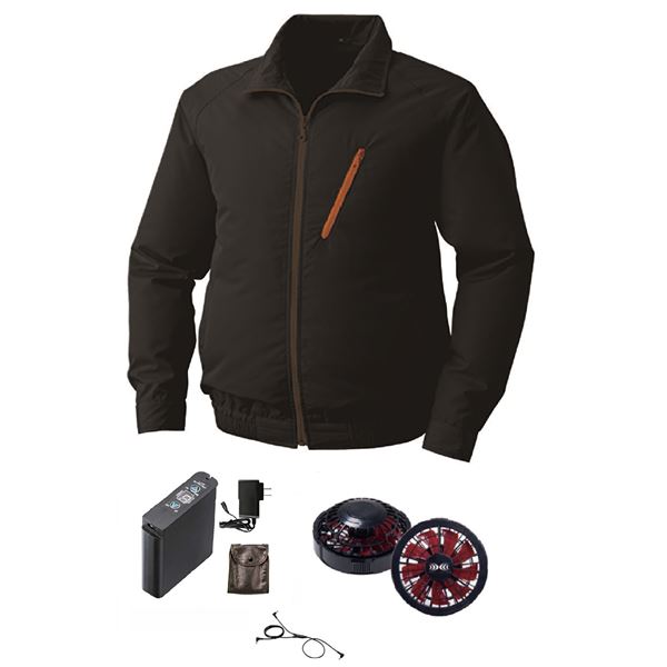 ポリエステル製 長袖 空調服/作業着 〔ファンカラー：ブラックレッド カラー：ブラック XL〕 リチウムバッテリー付き LIPRO2 KU90510の通販は 20,618円