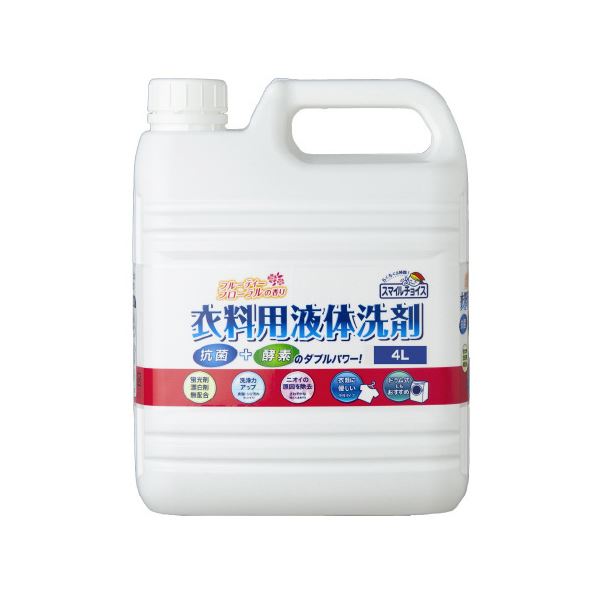 （まとめ）スマイルチョイス衣料用液体洗剤大容量 4L〔×5セット〕 【北海道・沖縄・離島配送不可】