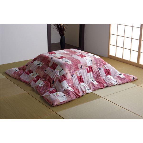 和風 厚掛けこたつ布団 単品 〔エンジ 約190×240cm〕 長方形 洗える 『はなね』の通販は