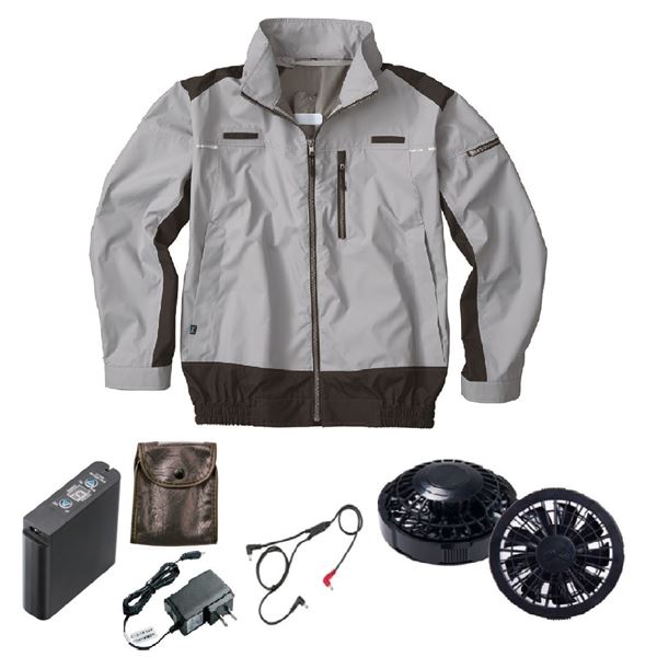 KU92110 空調服 R ポリエステル製 遮熱フルハーネス仕様 FAN2200B・RD9261・LIPRO2セット シルバー 5L 【北海道・沖縄・離島配送不可】