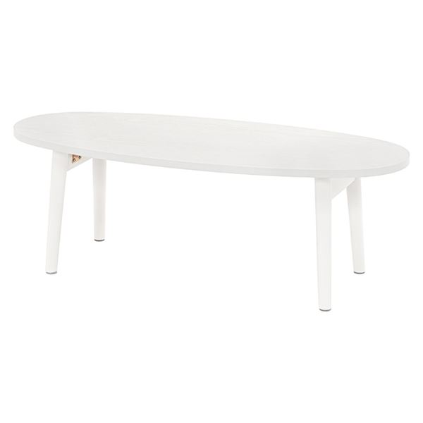 折りたたみテーブル/ローテーブル 〔ホワイトウォッシュ 約幅95×奥行40×高さ32cm〕 木製脚付き オーバル型 〔リビング ダイニング〕 【北海道・沖縄・離島配送不可】