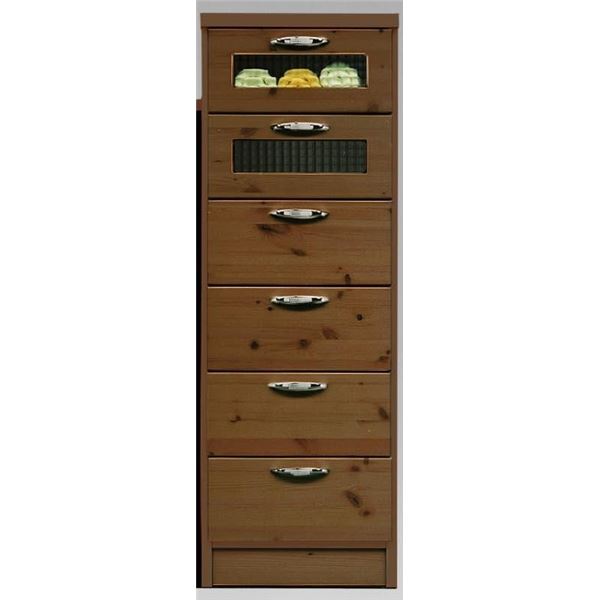 日本製 カントリー調 天然木 チェスト 6段 〔39cm幅 ブラウン〕 完成品