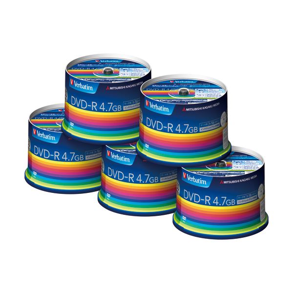 バーベイタム データ用DVD-R4.7GB 1-16倍速 スピンドルケース DHR47JP50V3C 1箱(250枚:50枚×5個)の通販は 16,891円