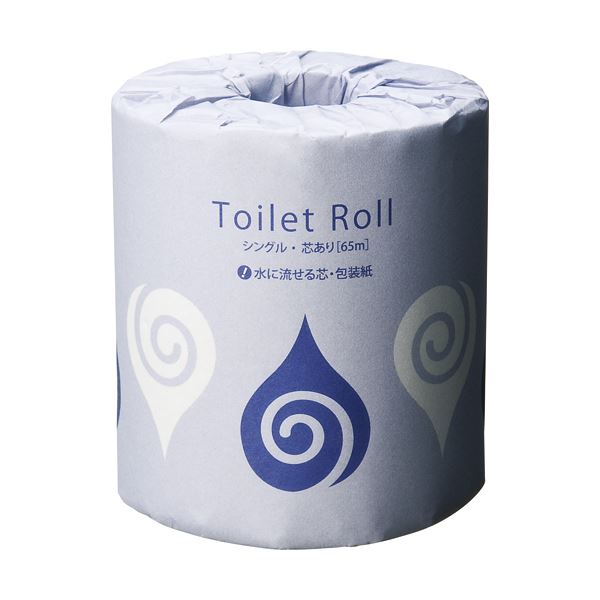 （まとめ）TANOSEE トイレットペーパー水に流せる芯＆包装紙 シングル 65m 1セット（72ロール：24ロール×3ケース）〔×2セット〕 【北海道・沖縄・離島配送不可】