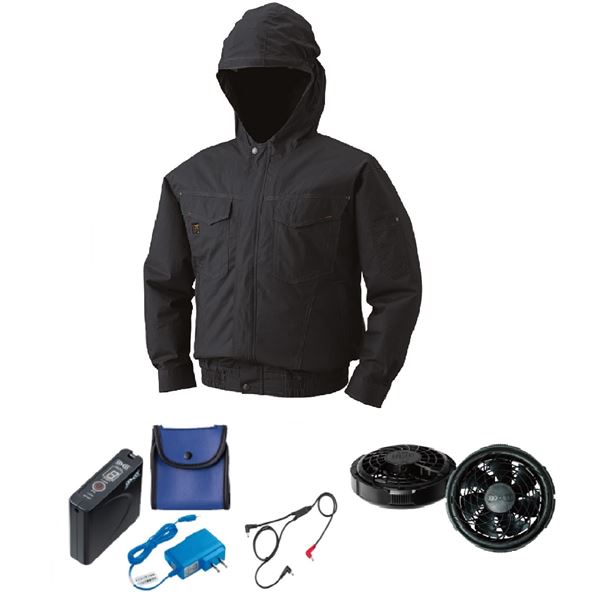 KU91410 空調服 R 綿薄手フード付 FAN2300B・RD9261・LISUPER1セット チャコール M 【北海道・沖縄・離島配送不可】