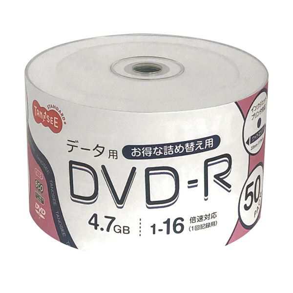 （まとめ）TANOSEE データ用DVD-R4.7GB 1-16倍速 ホワイトワイドプリンタブル 詰替え用 1パック（50枚）〔×5セット〕