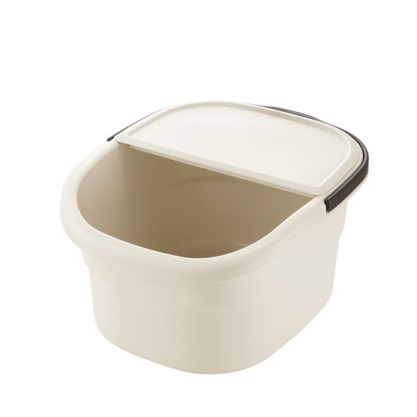 (まとめ) フットバスバケツ/足湯用バケツ 〔アイボリー〕 蓋付き フットケア HAYUR 〔×20個セット〕 【北海道・沖縄・離島配送不可】