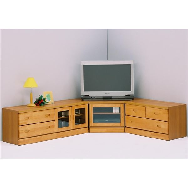 日本製 天然木 コーナー３点セット 〔ライトブラウン〕 完成品 TV台 TVボード テレビ台 テレビボード コーナーTVボードの通販は 36,392円