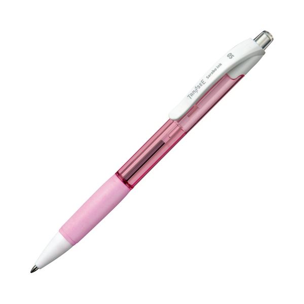 (まとめ) TANOSEE ノック式油性ボールペン（なめらかインク） 極細 0.5mm クリアピンク（インク：黒） 50本 〔×10セット〕 【北海道・沖縄・離島配送不可】