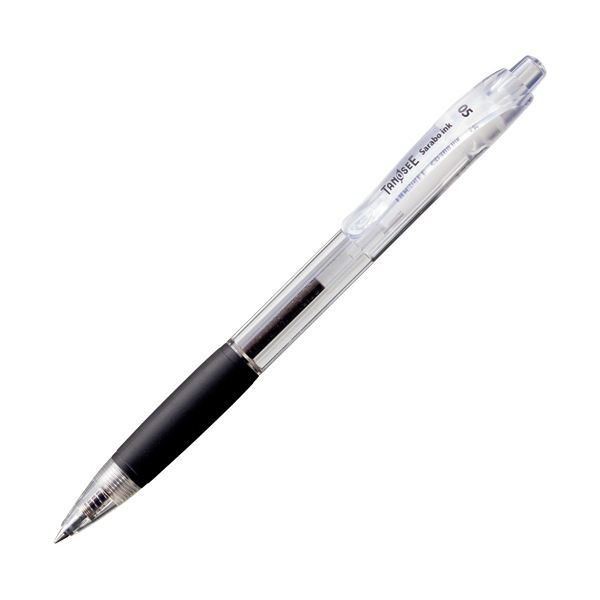 （まとめ）TANOSEE ノック式油性ボールペン（なめらかインク） 0.5mm 黒 （軸色：クリア） 1セット（50本） 〔×3セット〕 【北海道・沖縄・離島配送不可】