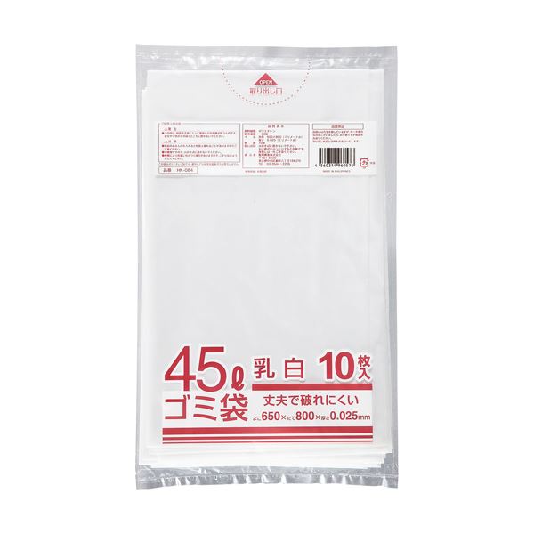 (まとめ) クラフトマン 業務用乳白半透明 メタロセン配合厚手ゴミ袋 45L HK-084 1パック(10枚)  〔×30セット〕 【北海道・沖縄・離島配送不可】