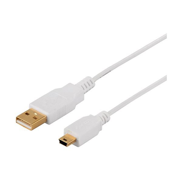 （まとめ）バッファロー USB2.0ケーブル スリムタイプ (A)オス-mini(B)オス ホワイト 1m BSUAMNSM210WH 1本〔×5セット〕の通販は