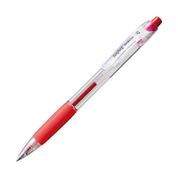 （まとめ）TANOSEE ノック式油性ボールペン（なめらかインク） 0.7mm 赤 （軸色：クリア） 1セット（50本） 〔×3セット〕 【北海道・沖縄・離島配送不可】