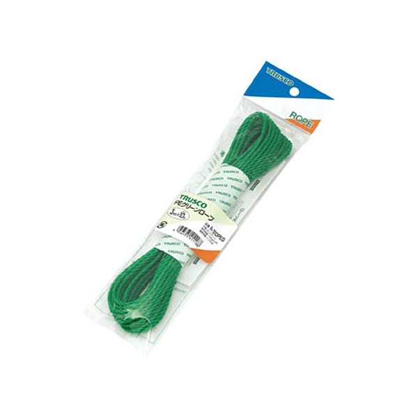 (まとめ) TRUSCO ポリグリーンロープ 4mm×10m 袋入 緑 R-410PEG 1巻 〔×20セット〕 【北海道・沖縄・離島配送不可】