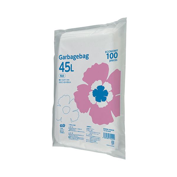 TANOSEE ゴミ袋エコノミー乳白半透明 45L 1セット（1000枚：100枚×10パック） 【北海道・沖縄・離島配送不可】