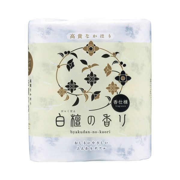 （まとめ）四国特紙 トイレットペーパー 白檀の香り ダブル 芯あり 30m 1パック（4ロール） 〔×10セット〕の通販は