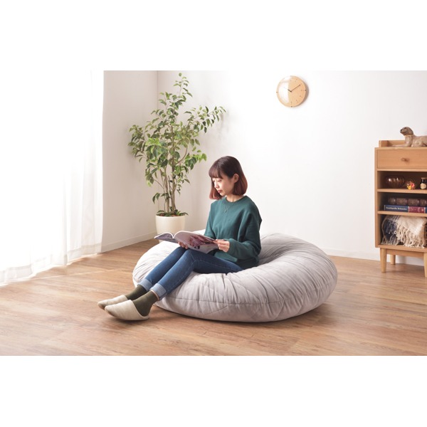 ビーズ クッション 〔オレンジ 幅135×奥行120×高さ22cm〕 ポリエステル ポリウレタン 〔リビング ベッドルーム〕 【北海道・沖縄・離島配送不可】_1