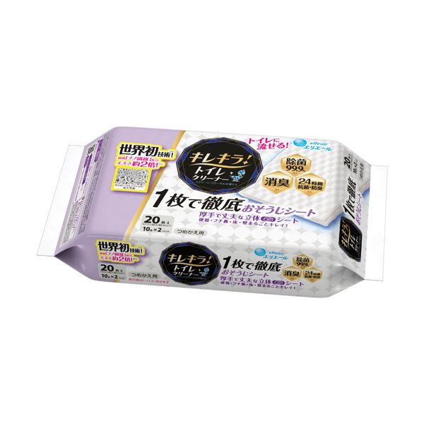 （まとめ）大王製紙 エリエール キレキラ！クリーンフローラルの香り つめかえ用 1パック（20枚）〔×20セット〕 【北海道・沖縄・離島配送不可】