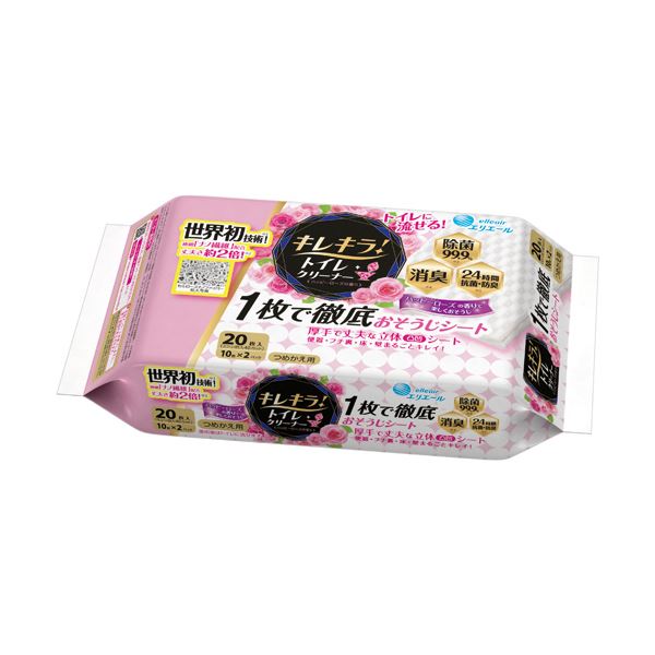 （まとめ）大王製紙 エリエール キレキラ！ハッピーローズの香り つめかえ用 1パック（20枚）〔×20セット〕 【北海道・沖縄・離島配送不可】