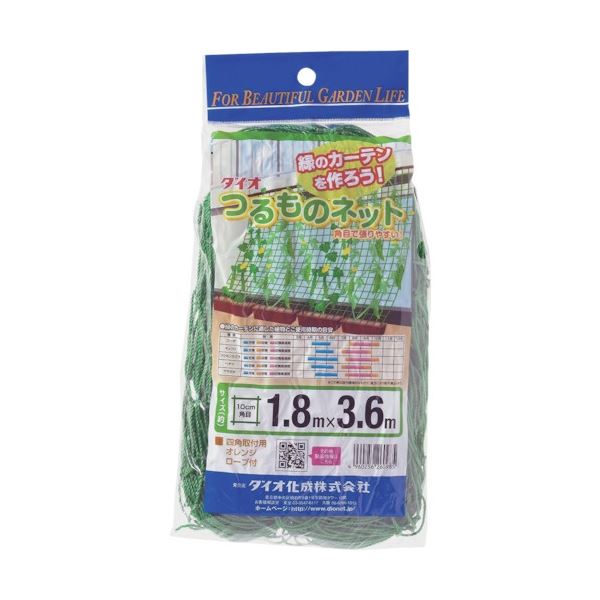 (まとめ) ダイオ化成 つるもの園芸ネット 緑10cm角目 幅1.8m×長さ3.6m 260985 1枚 〔×5セット〕 【北海道・沖縄・離島配送不可】