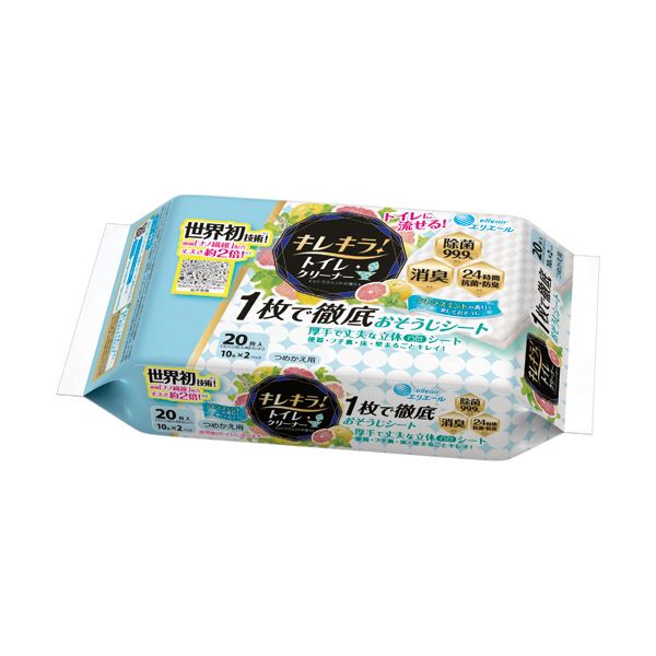 （まとめ）大王製紙 エリエール キレキラ！シトラスミントの香り つめかえ用 1パック（20枚）〔×20セット〕 【北海道・沖縄・離島配送不可】