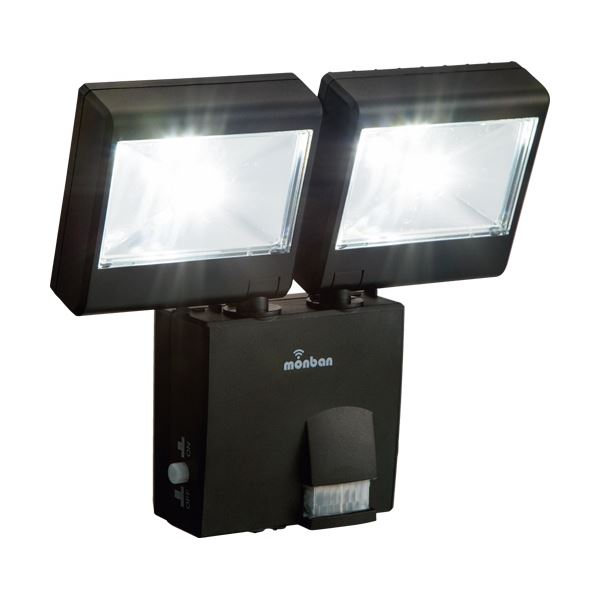 （まとめ）オーム電機 LEDセンサーライト（乾電池式 2灯2W） LS-B224D-K 1台 〔×3セット〕 【北海道・沖縄・離島配送不可】