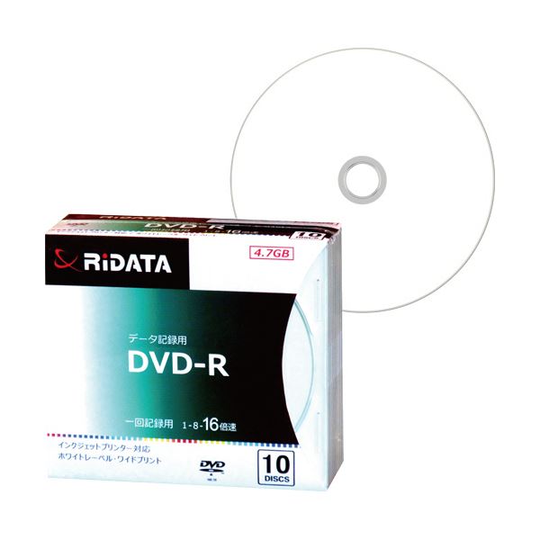 (まとめ) RiDATA データ用DVD-R4.7GB 1-16倍速 ホワイトワイドプリンタブル 5mmスリムケース D-R16X47G.PW10P SC B1パック(10枚)  〔×10セット〕 【北海道・沖縄・離島配送不可】
