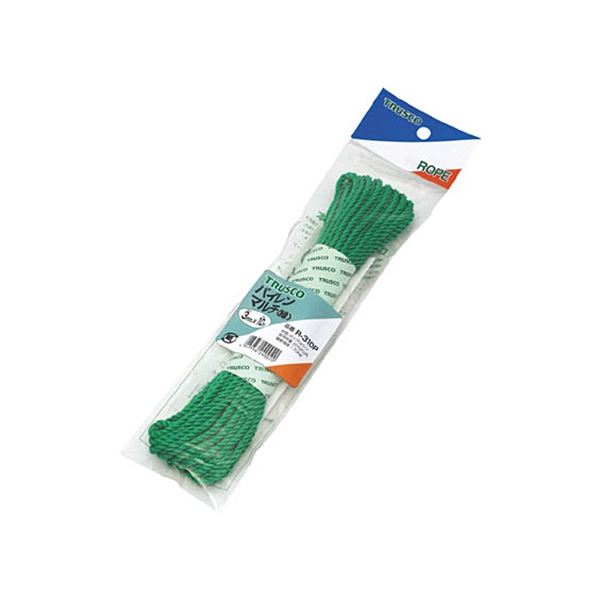 (まとめ) TRUSCO パイレンマルチカラーロープ φ3mm×10m 緑 R-310P-GN 1巻 〔×20セット〕 【北海道・沖縄・離島配送不可】