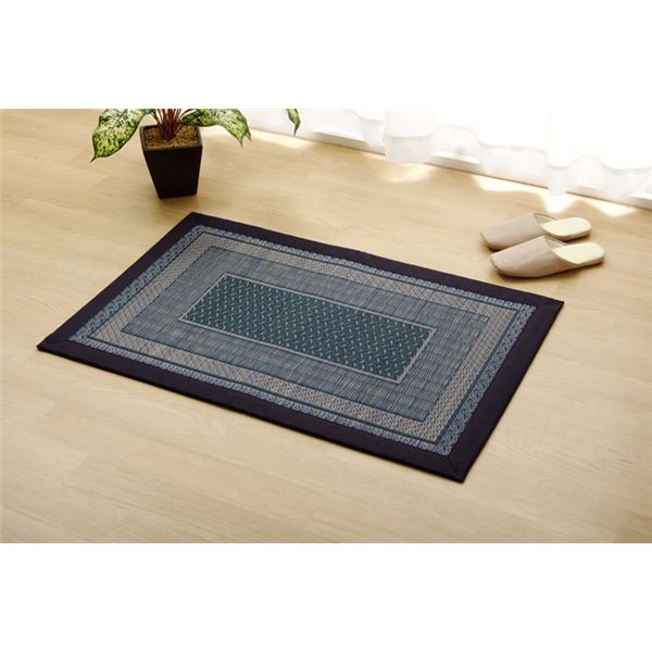 い草 玄関マット/フロアマット 〔ネイビー 約60×120cm〕 長方形 日本製 防滑 抗菌 防臭 消臭 調湿 空気清浄 『Fランクス』の通販は 5,238円