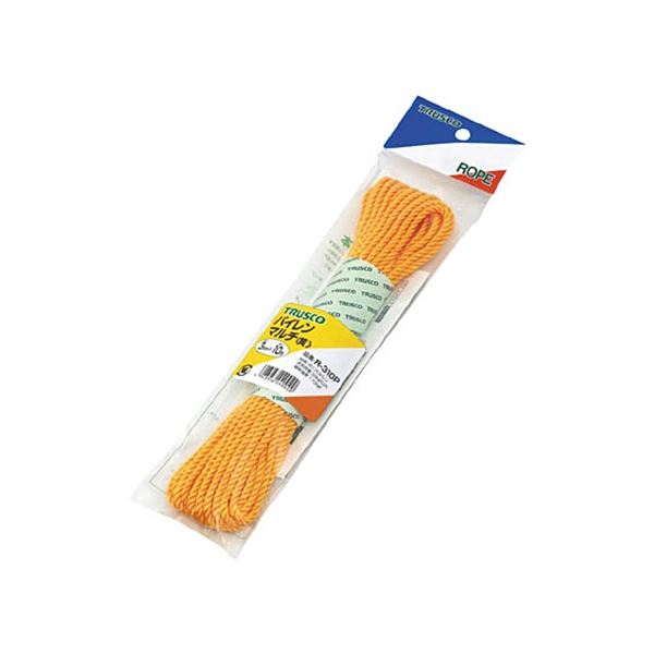 (まとめ) TRUSCO パイレンマルチカラーロープ φ3mm×10m 黄 R-310P-Y 1巻 〔×20セット〕 【北海道・沖縄・離島配送不可】