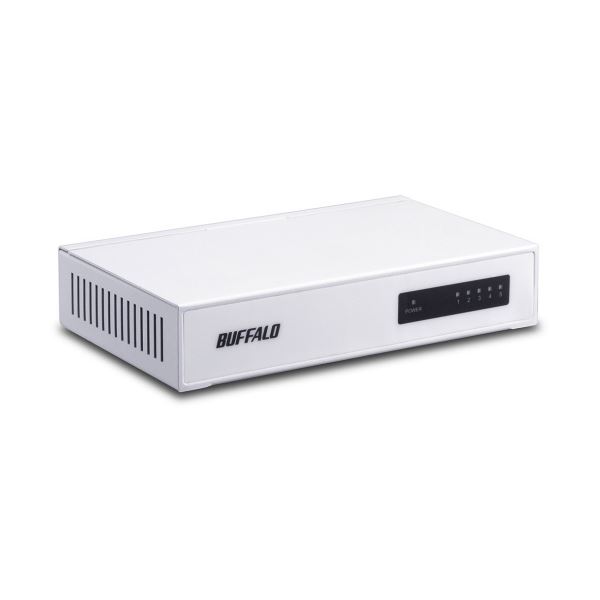 (まとめ) バッファロー 10/100M対応スイッチングハブ 金属筐体 電源内蔵 5ポート ホワイト LSW4-TX-5NS/WHD 1台 〔×5セット〕 【北海道・沖縄・離島配送不可】