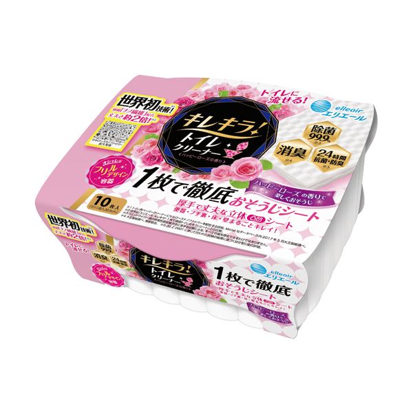 （まとめ）大王製紙 エリエール キレキラ！ハッピーローズの香り 本体 1パック（10枚）〔×20セット〕 【北海道・沖縄・離島配送不可】