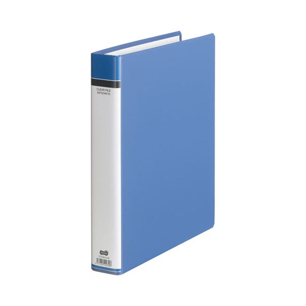 (まとめ)TANOSEE PPクリヤーファイル(差替式)A4タテ 30穴 35ポケット付属 背幅48mm ブルー 1冊(×10) まとめ）TANOSEE PPクリヤーファイル（差替式）A4タテ 30穴 35ポケット