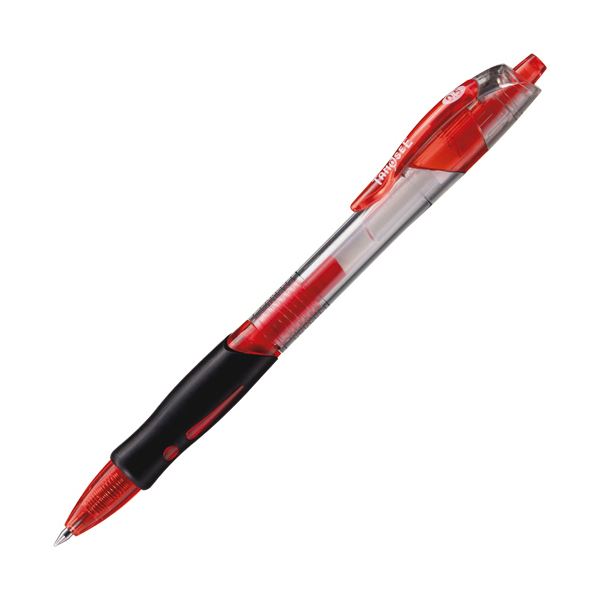 （まとめ）TANOSEE ノック式ゲルインクボールペン スリム 0.5mm 赤 1本 〔×100セット〕 【北海道・沖縄・離島配送不可】