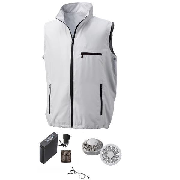 KU91830 空調服 R ポリエステル製 ベスト FAN2200G・RD9261・LIPRO2セット シルバー 4L 【北海道・沖縄・離島配送不可】
