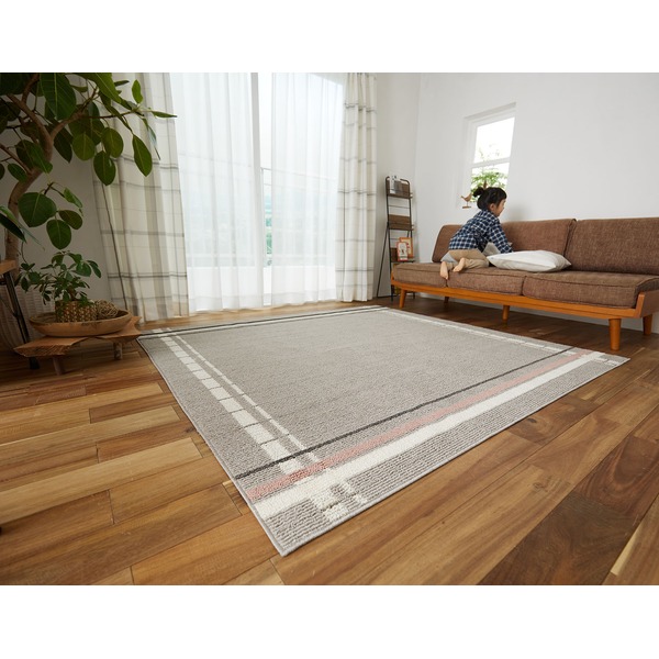 洗える ラグマット/絨毯 〔約190×240cm グレー〕 防ダニ ホットカーペットカバー対応 コルネラグ フェネートル 日本製 スミノエ 【北海道・沖縄・離島配送不可】