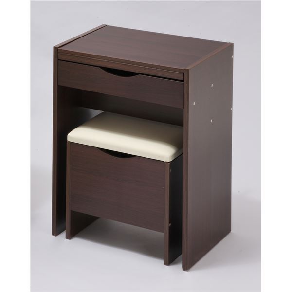 シンプル ドレッサーセット/化粧台・スツールセット 〔ダークブラウン