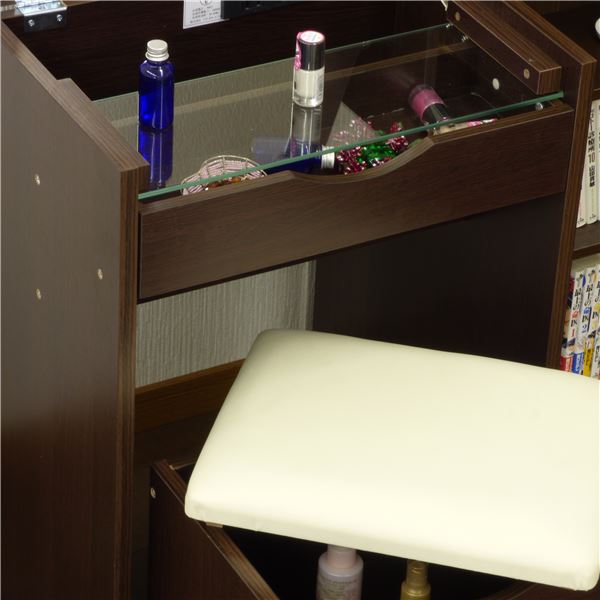 シンプル ドレッサーセット/化粧台・スツールセット 〔ダークブラウン シンプル ドレッサーセット/化粧台・スツールセット 〔ダークブラウン